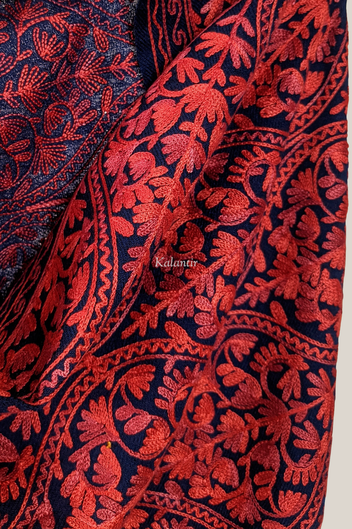 Kashmiri Aari Embroidered Woollen Shawl | Matka motif