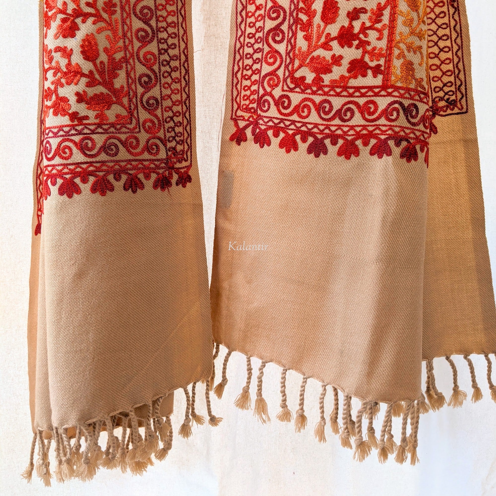 Buy Kashmiri Stole, Fine Merino Wool Aari Embroidered Handmade Stole, Woolen Scarf, Embroidered Shawl And Wraps