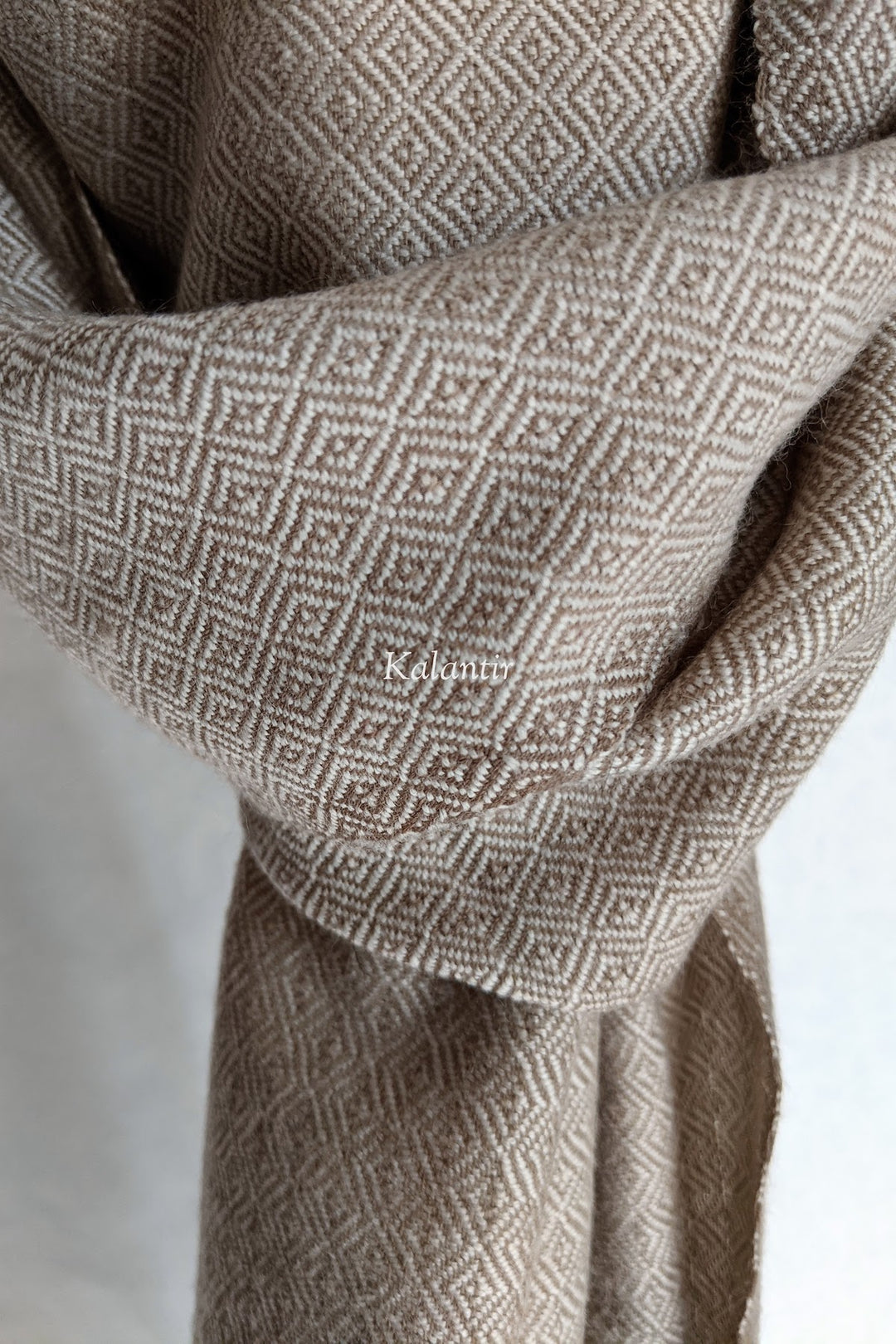 Elegant Beige and Blue Colored Pure Woollen Kullu Scarf for Men