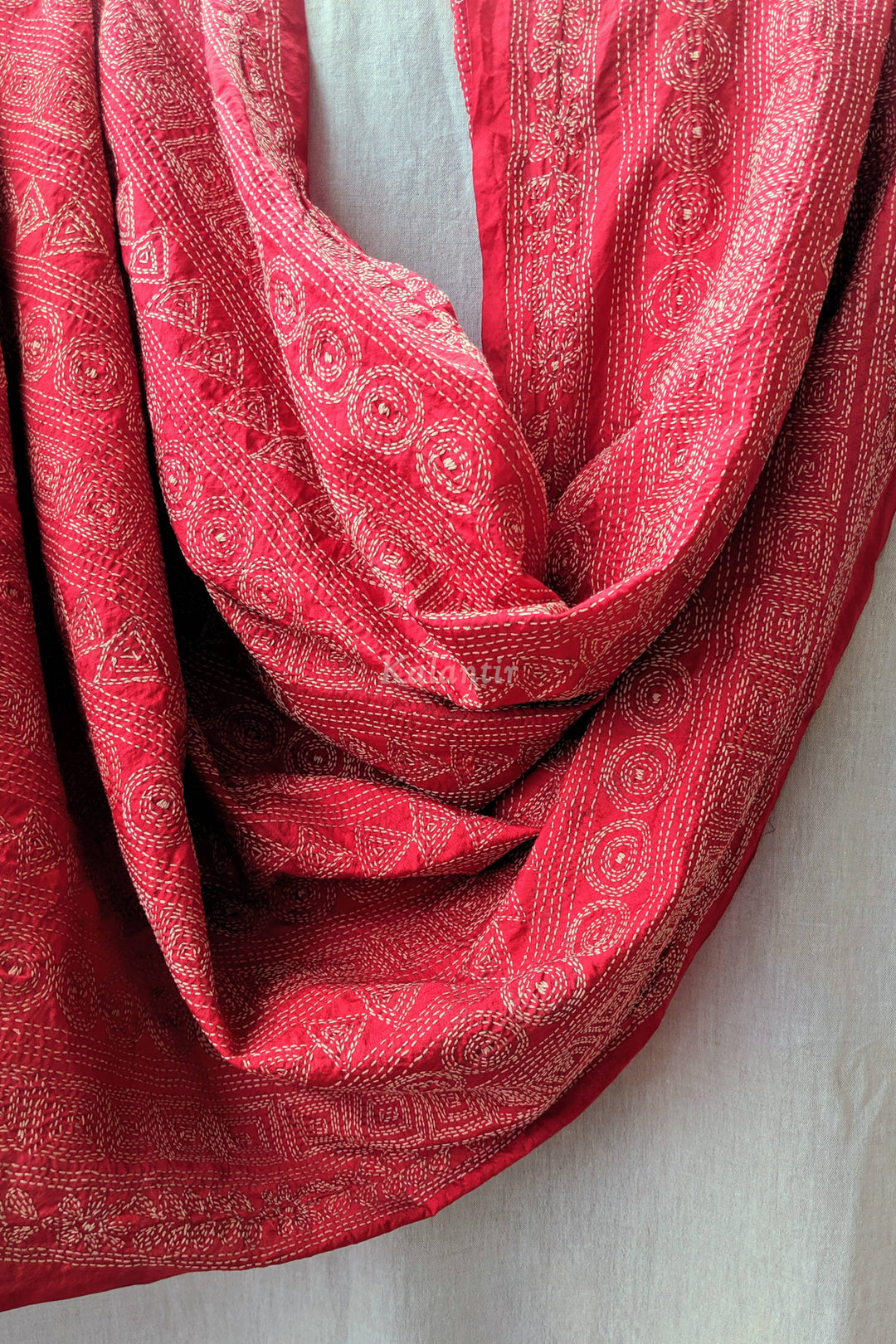 Pure Kantha Hand-embroidered Silk Dupatta