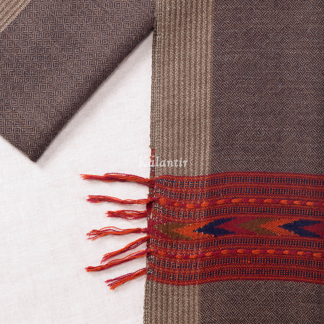 Grey colour mens scarf with geographical pattern from Himachal.